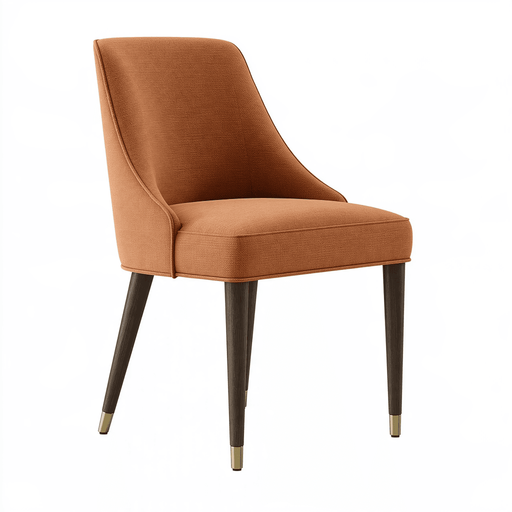 Chaise de salle à manger 51 x 61 x 89 cm en tissu terracotta avec pieds en bois style contemporain