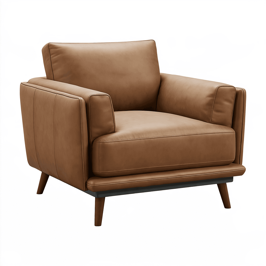 Fauteuil 90 x 85 x 85 cm aspect cuir marron style moderne