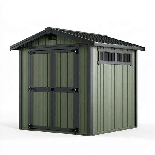 Abri de jardin 213 x 127 x 185 cm en acier vert et noir - rangement extérieur à toit incliné