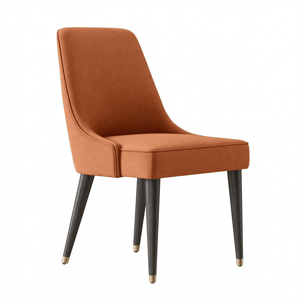 Chaise de salle à manger 50 x 62 x 88 cm en tissu terracotta avec pieds en bois style contemporain