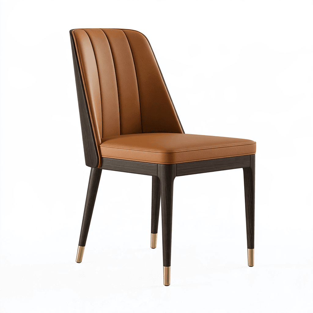Chaise de salle à manger 50 x 60 x 88 cm en similicuir marron style contemporain
