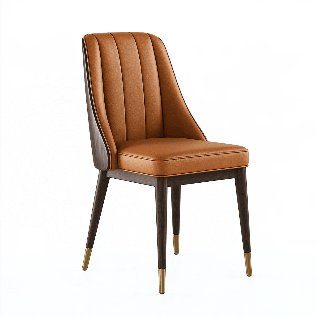 Chaise de salle à manger 53 x 60 x 86 cm en similicuir cognac style contemporain