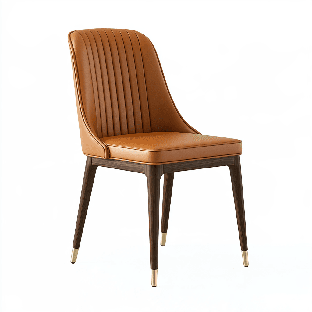 Chaise de salle à manger 50 x 58 x 86 cm en revêtement synthétique marron style contemporain