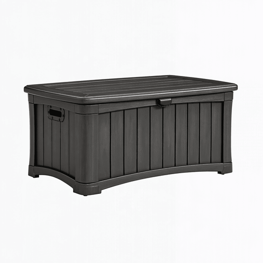 Coffre de rangement extérieur 120 x 56 x 63 cm en résine noir avec couvercle