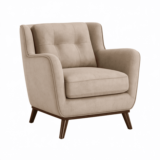 Fauteuil 85 x 85 x 90 cm en tissu beige - style contemporain avec pieds en bois