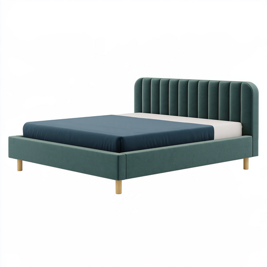 Lit 160 x 200 cm en tissu vert foncé capitonné style contemporain